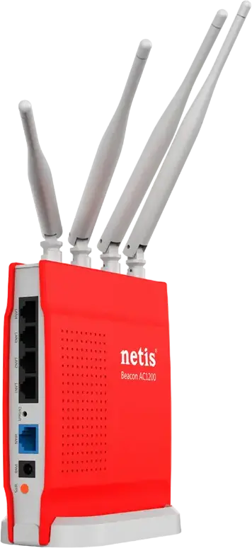 Router Gaming Netis WF2681 Beacon AC1200 Dual-Band, Viteza 1200Mbps, Porturi Gigabit Ethernet, 4 Antene Externe, QoS Automat pentru Gaming, Rosu