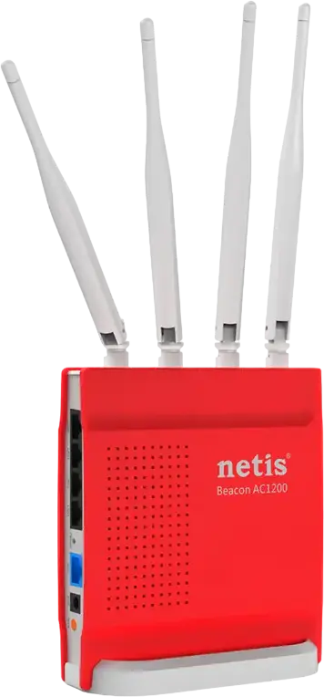 Router Gaming Netis WF2681 Beacon AC1200 Dual-Band, Viteza 1200Mbps, Porturi Gigabit Ethernet, 4 Antene Externe, QoS Automat pentru Gaming, Rosu