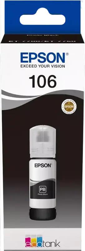 Epson 106 Photo Black Dye-based Ink Bottle 70ml for EcoTank L7160 L7180 ET-7700 ET-7750 Printers C13T00R140
