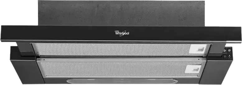 Whirlpool AKR 749/1 NB Built-in Telescopic Hood, Black, 372 m3/h Extraction, 3 Speed Levels, 2 Washable Aluminum Filters, 59.9 cm Width