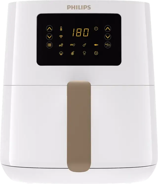 Аэрофритюрница Philips HD9255/30 серии 5000 Connected, 1400 Вт Rapid Air, чаша 4.1 л с антипригарным покрытием, сенсорный дисплей, Wi-Fi, белый