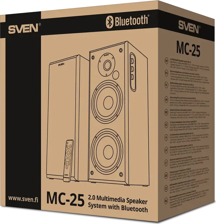 SVEN MC-25 2.0 Multimedia Speaker System, 150W RMS, Bluetooth, HDMI ARC, Optical, 2-Way MDF Wood Cabinet, 5.25" Woofers, Matte Black