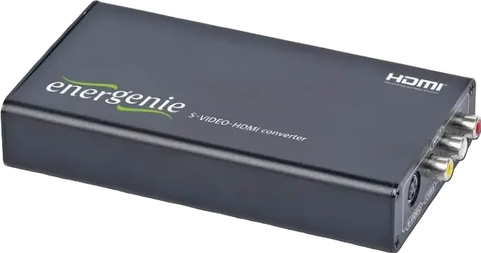Energenie DSC-SVIDEO-HDMI Video Audio Converter S-Video Composite RCA to HDMI 1080p 60Hz with 3.5mm Audio Output Black