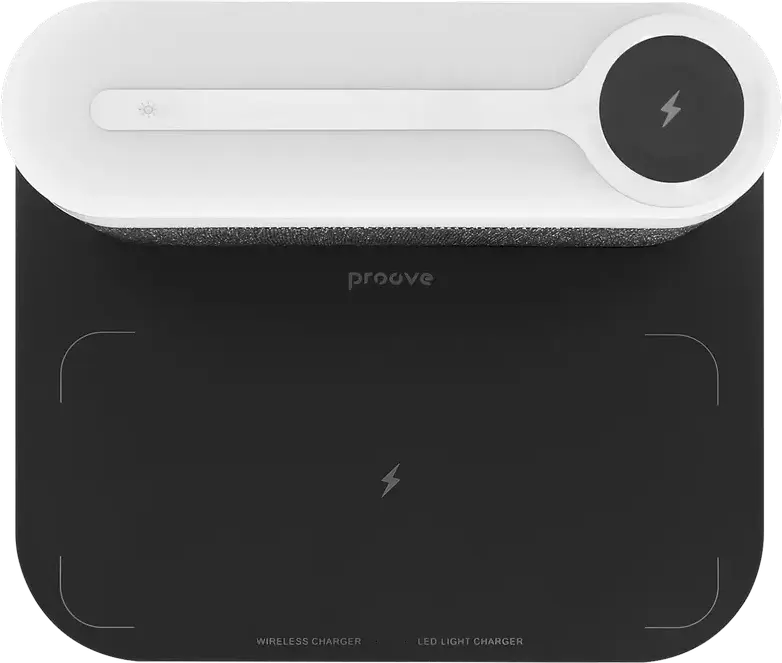Proove Day & Night PLDN05002005 LED Bedside Lamp with Wireless Charger, Digital LCD Clock, Touch Control, 1200mAh Battery, USB Type-C, Dark Gray