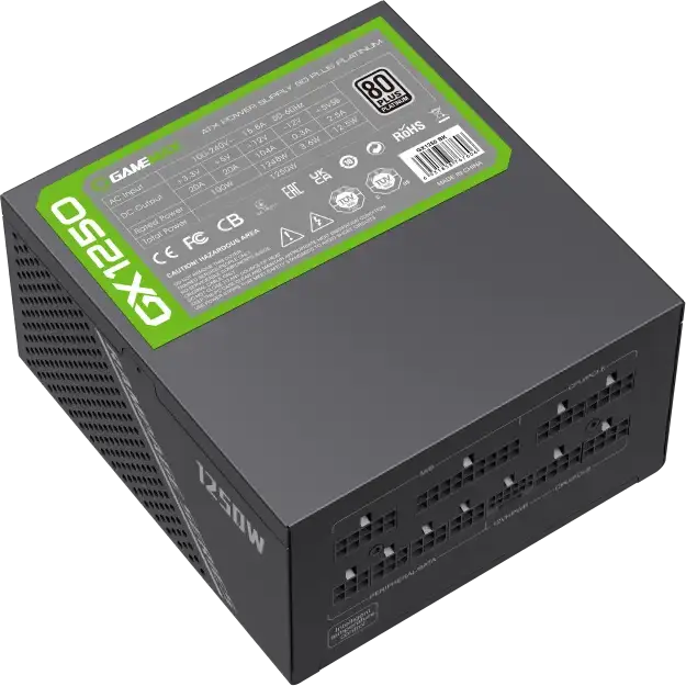Sursa Alimentaie ATX Gamemax GX PRO 1250W Fully Modular, 80 Plus Platinum, ATX 3.1 PCIe 5.1 12V-2x6, Condensatori Japonezi, Protectii Multiple, Eficienta Ridicata