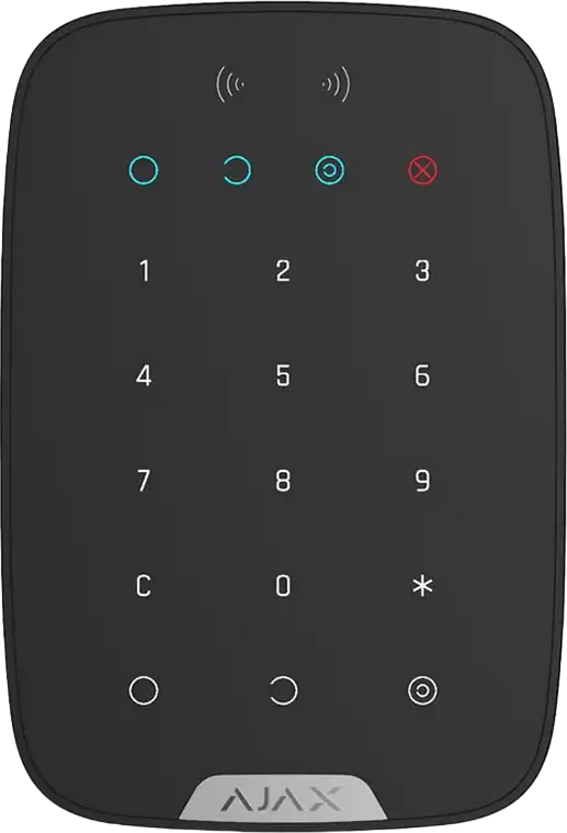 Ajax KeyPad Wireless Touch Keyboard for Security Systems, Jeweller Radio System, 1700m Range, Duress Code, Temperature Sensor, Black