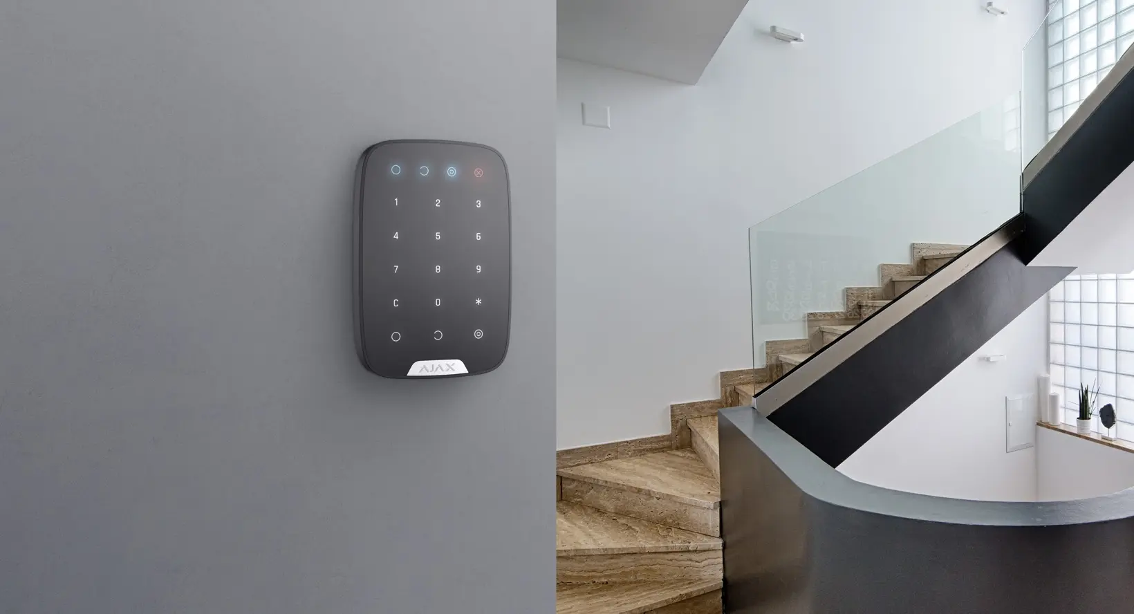 Ajax KeyPad Wireless Touch Keyboard for Security Systems, Jeweller Radio System, 1700m Range, Duress Code, Temperature Sensor, Black