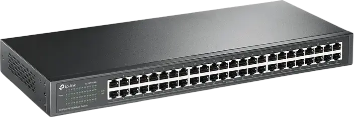 TP-Link TL-SF1048 Unmanaged Network Switch, 48-Port 10/100 Mbps Fast Ethernet, Rackmount 19-inch Steel Case, Green Ethernet Energy Efficient