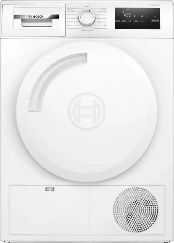 Bosch Serie 4 WTN83209FR Condensation Tumble Dryer, 8 kg Capacity, Front Load Freestanding, LED Display, Sensor Control, White
