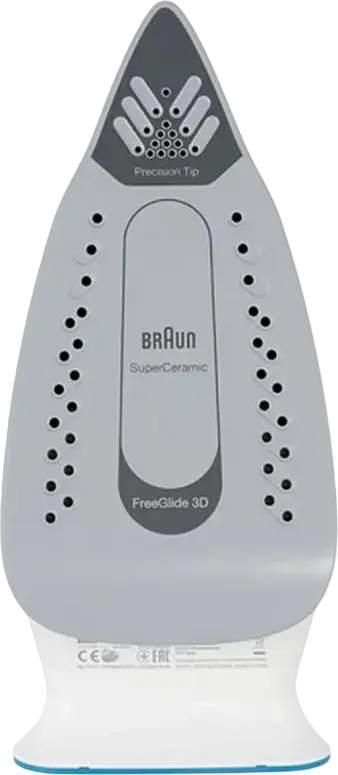 Braun TexStyle 3 SI3054GY Steam Iron, 2400W, FreeGlide 3D Ceramic Soleplate, 45g/min Continuous Steam, 180g/min Steam Boost, Anti-calc, Grey