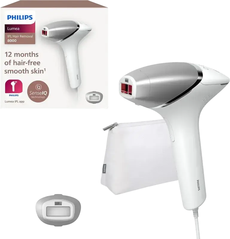 Philips Lumea BRI940/00 IPL Epilator, Series 8000 with SenseIQ SmartSkin Sensor, 5 Intensity Levels, 450k Flashes for Body, Face and Bikini Area