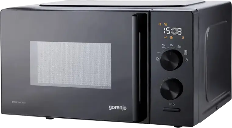 Cuptor cu microunde solo Gorenje MO20AE1B5, Capacitate 20L, Putere 800W, Tehnologie InverterPower, 20 Programe Automate, Display Digital, Negru