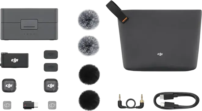 DJI Mic 3 Wireless Microphone System, 2 TX and 1 RX with Charging Case, 32-bit Float Recording, Omnidirectional, 400m Range, Bluetooth 5.4, Black
