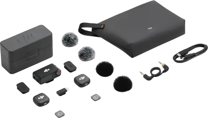 DJI Mic 3 Wireless Microphone System, 2 TX and 1 RX with Charging Case, 32-bit Float Recording, Omnidirectional, 400m Range, Bluetooth 5.4, Black