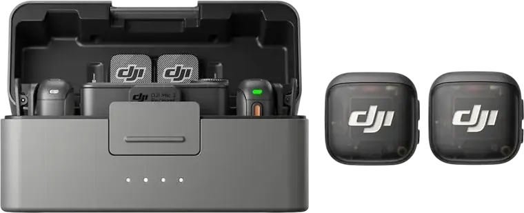 DJI Mic 3 Wireless Microphone System, 2 TX and 1 RX with Charging Case, 32-bit Float Recording, Omnidirectional, 400m Range, Bluetooth 5.4, Black