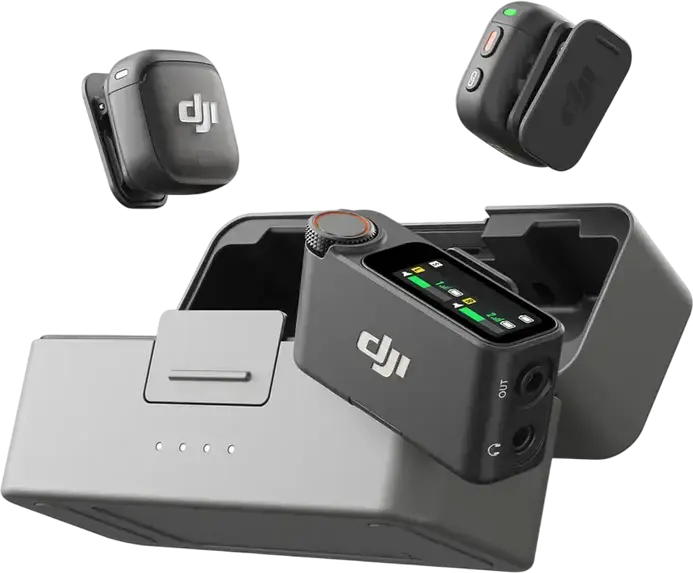 DJI Mic 3 Wireless Microphone System, 2 TX and 1 RX with Charging Case, 32-bit Float Recording, Omnidirectional, 400m Range, Bluetooth 5.4, Black