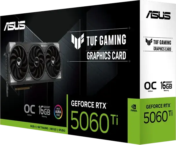 ASUS TUF Gaming GeForce RTX 5060 Ti TUF-RTX5060TI-O16G-GAMING, 16GB GDDR7, 2692 MHz OC, PCI Express 5.0, Răcire cu Trei Ventilatoare, ARGB AURA SYNC