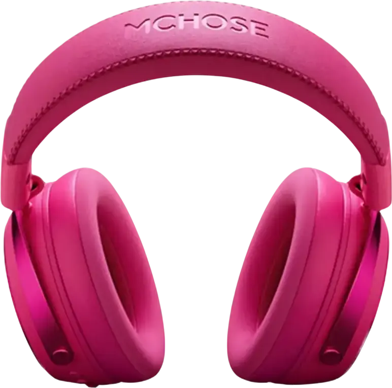 Casca Gaming MCHOSE V9 Pro, Rose Red, Wireless Tri-mod 2.4GHz Bluetooth Cablat, Sunet Surround 7.1, Difuzoare Neodim 53mm, Microfon AI Noise-Canceling, Baterie 250h