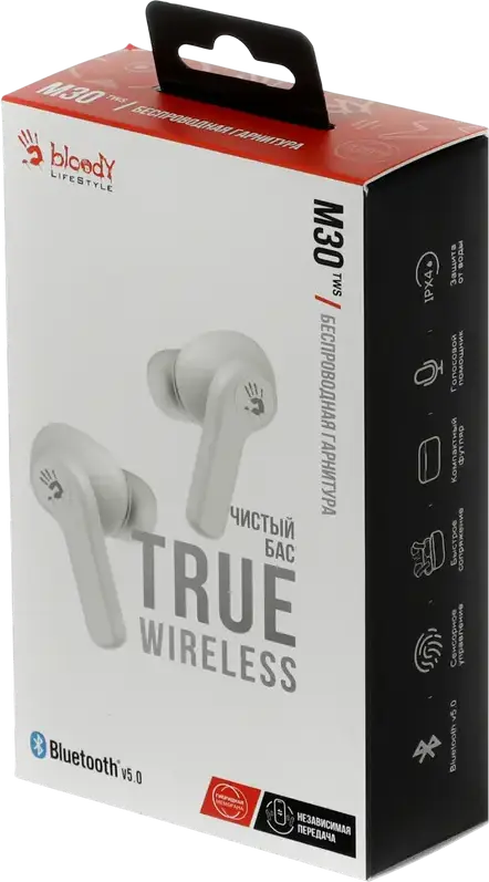 Casca Bloody M30 True Wireless Stereo TWS, Drivere M.O.C.I. din Fibra de Carbon 10mm, Bluetooth v5.0, Rezistenta IPX4, Cutie Aluminiu, USB Type-C