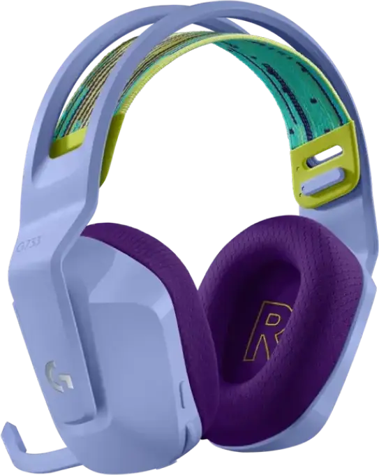 Logitech G733 Wireless RGB Gaming Headset, Purple, LIGHTSPEED Wireless, 40mm Drivers, 29h Battery, Detachable Microphone, Memory Foam Earpads