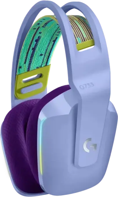 Logitech G733 Wireless RGB Gaming Headset, Purple, LIGHTSPEED Wireless, 40mm Drivers, 29h Battery, Detachable Microphone, Memory Foam Earpads