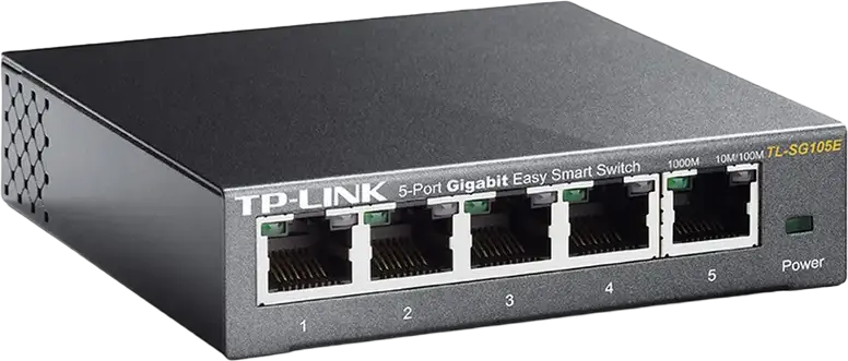 Switch TP-Link TL-SG105E Easy Smart cu 5 Porturi Gigabit, Carcasă Metalică, Prioritizare Trafic QoS, Management Web, Tehnologie Eficientă Energetic