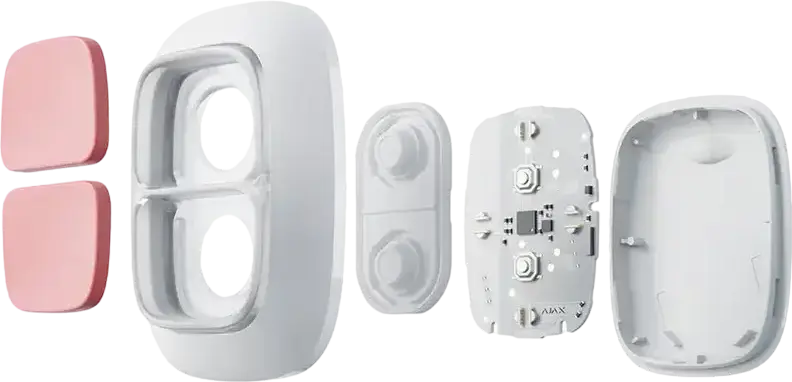 Buton de Panica Wireless Ajax DoubleButton, Protocol Jeweller, Raza 1300m, Protectie IP55, Activare prin Apasare Simultana, Alb