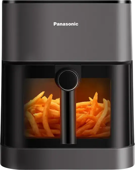 Panasonic NF-CC500SXE Air Fryer, 1450W, 5L Non-stick Basket, 360 Airflow, 11 Pre-set Programs, Steam Function, Electronic Display, Grey
