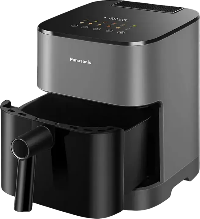 Panasonic NF-CC500SXE Air Fryer, 1450W, 5L Non-stick Basket, 360 Airflow, 11 Pre-set Programs, Steam Function, Electronic Display, Grey