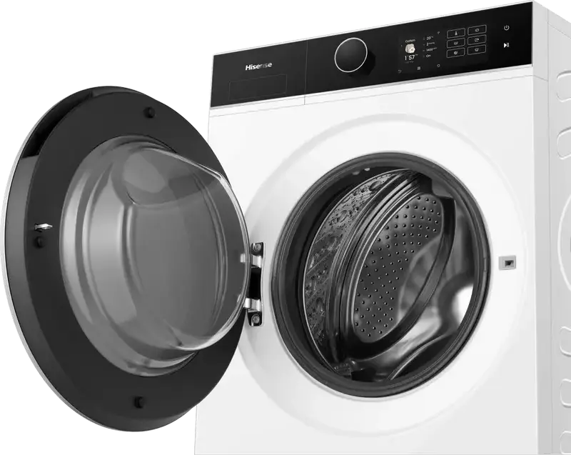 Masina de spalat rufe Hisense WF5I8043BWF cu incarcare frontala, 8kg, Motor Inverter, 1400 rpm, Clasa Energetica A, Curatare cu Aburi, ConnectLife, Alb