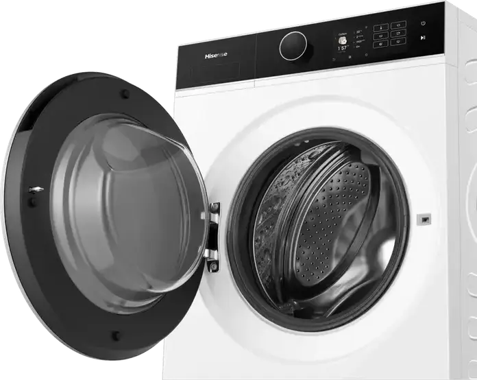 Masina de spalat rufe Hisense WF5I8043BWF cu incarcare frontala, 8kg, Motor Inverter, 1400 rpm, Clasa Energetica A, Curatare cu Aburi, ConnectLife, Alb