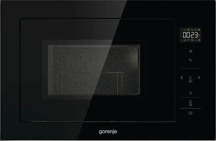 Встраиваемая микроволновая печь с грилем Gorenje BM251SG2BG, объем 25 л, мощность 900 Вт, кварцевый нагреватель, интерьер из нержавеющей стали, черный