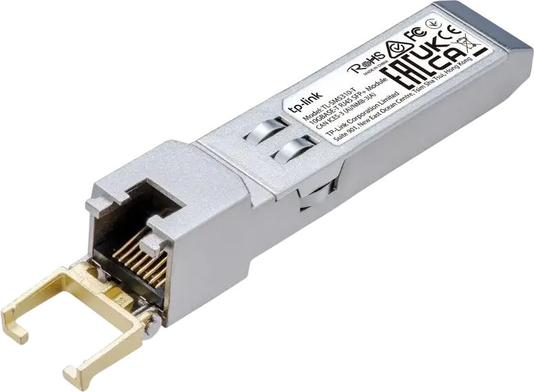 Модуль TP-Link TL-SM5310-T 10G BASE-T RJ45 SFP+, макс. скорость 10.3 Гбит/с, поддержка Multi-Gigabit (10G/5G/2.5G/1G/100M), DDM, Hot-Pluggable, металлический корпус