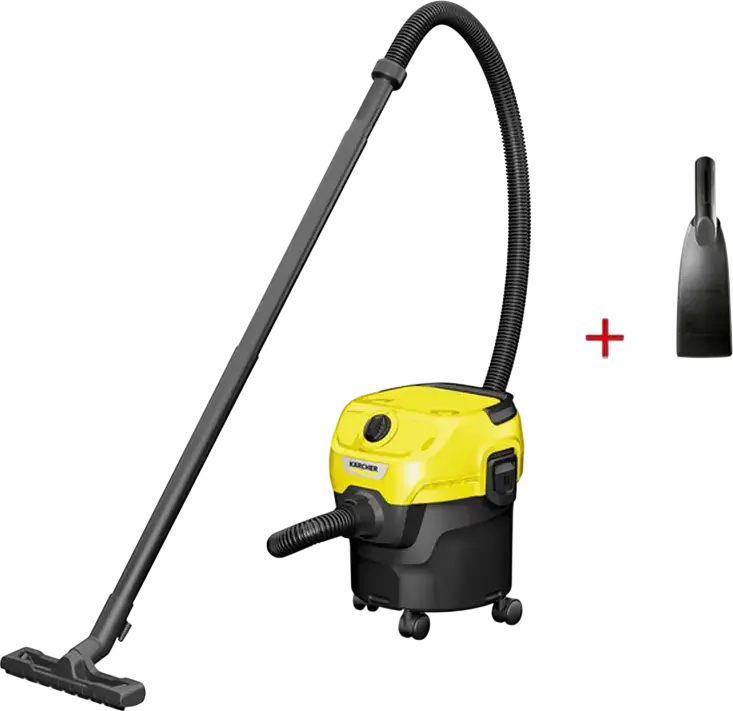 Aspirator Karcher WD 1 pentru Umed și Uscat, 850W, Rezervor 12L, Funcție de Suflare, cu Duză pentru Podele, Spații Înguste și Auto, Galben/Negru