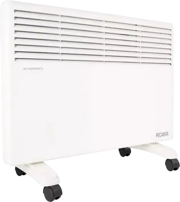 Resanta OK-2000E Convector Heater, 2000W, Monolithic Heating Element, Electronic Control, IP24 Protection, Floor and Wall Mount, White, 25 m² Area