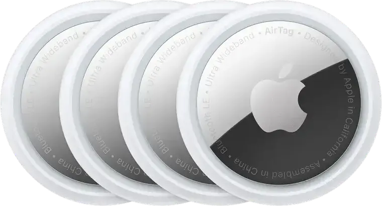Apple AirTag Bluetooth Tracker with U1 Chip for Precision Finding, IP67 Water Resistant, CR2032 Battery, White/Silver