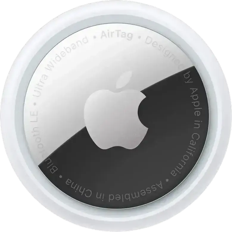 Apple AirTag Bluetooth Tracker with U1 Chip for Precision Finding, IP67 Water Resistant, CR2032 Battery, White/Silver