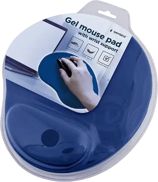 Gembird MP-GEL-B Ergonomic Gel Mouse Pad with Soft Wrist Support, Textile Surface, Rubber Base, 240x220x4mm, Blue