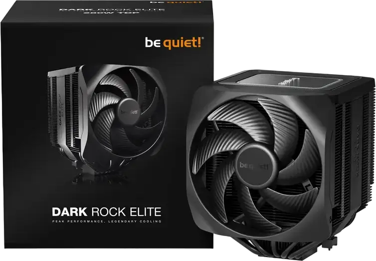 be quiet! Dark Rock Elite CPU Cooler BK037, 280W TDP, Dual Silent Wings PWM Fans, ARGB, 7 Heat Pipes, Intel 1851/1700/1200/115x & AMD AM5/AM4, Black