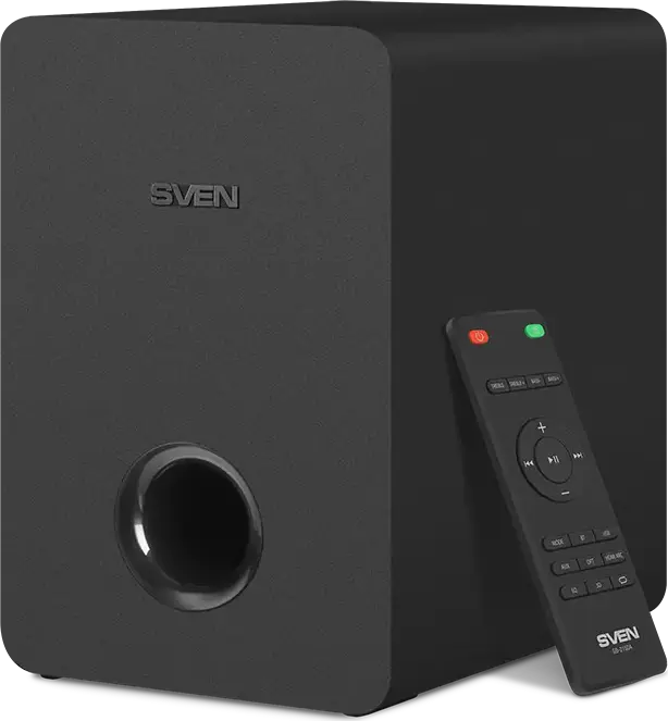 SVEN SB-2150A Soundbar 2.1 cu Subwoofer Wireless, Putere 180W RMS, Bluetooth 5.0, HDMI ARC, Intrare Optica, USB, Card TF, Display LED, Telecomanda, Negru