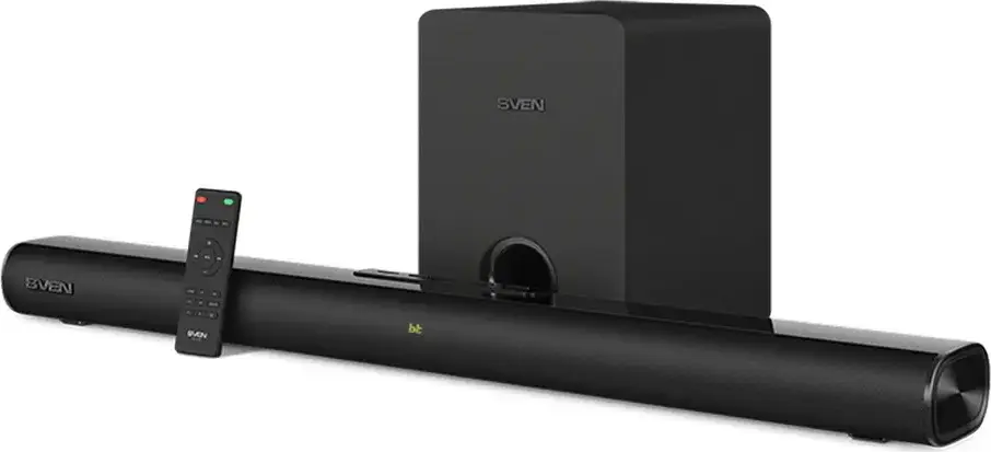 SVEN SB-2150A Soundbar 2.1 cu Subwoofer Wireless, Putere 180W RMS, Bluetooth 5.0, HDMI ARC, Intrare Optica, USB, Card TF, Display LED, Telecomanda, Negru