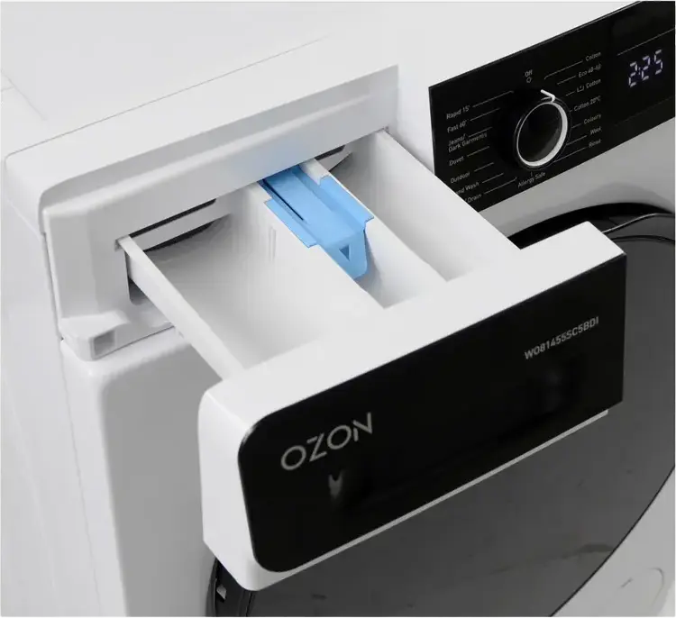 Стиральная машина OZON WO81455SC5BDI с фронтальной загрузкой, 8 кг, инверторный двигатель DC Inverter, очистка паром, 1400 об/мин, класс энергопотребления A, белая
