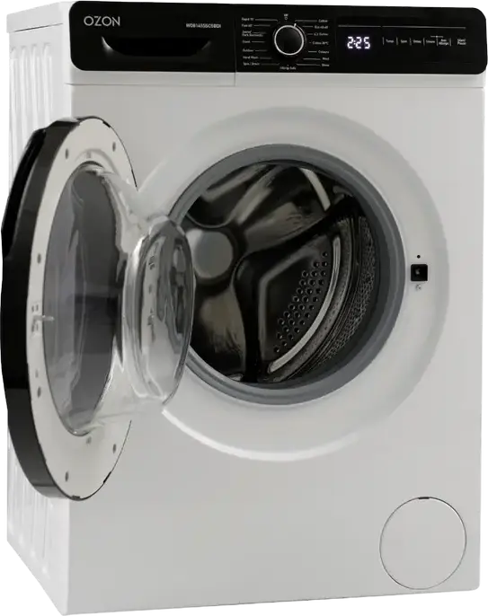 Стиральная машина OZON WO81455SC5BDI с фронтальной загрузкой, 8 кг, инверторный двигатель DC Inverter, очистка паром, 1400 об/мин, класс энергопотребления A, белая