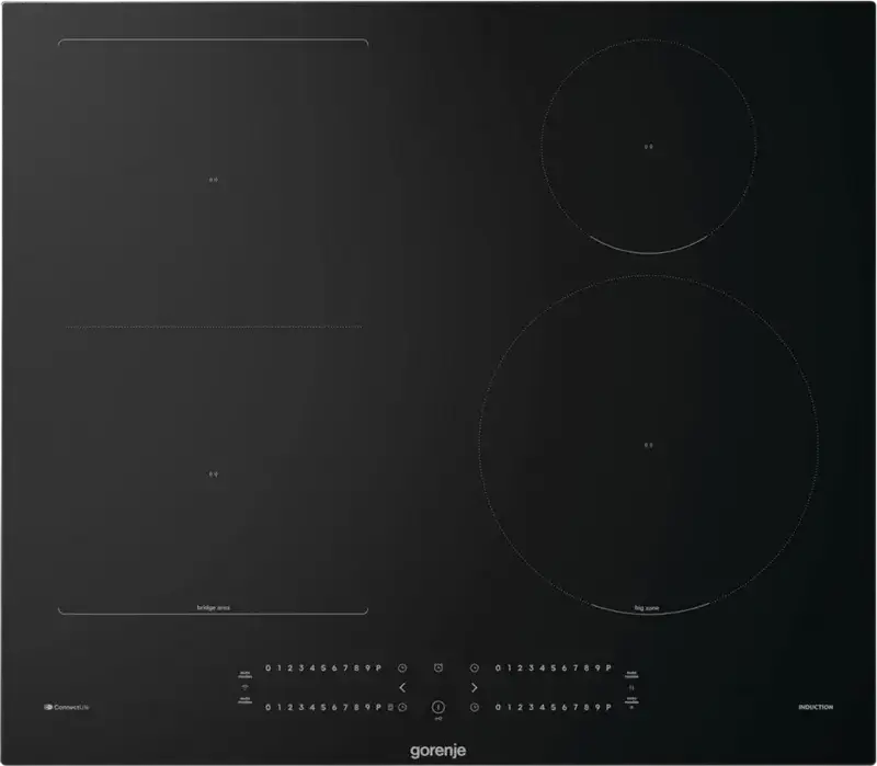 Gorenje GI6432BCWF Built-in Induction Hob, 4 Cooking Zones with BridgeZone, ConnectLife Smart Control, Touch Controls, Black Tempered Glass, 59.5 cm