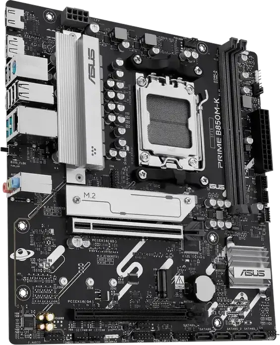 Материнская плата ASUS PRIME B850M-K AM5 AMD B850 micro-ATX, DDR5 128ГБ Dual Channel, PCIe 5.0 x16, M.2 PCIe 5.0, Realtek 2.5Gb Ethernet, Ryzen 9000/8000/7000