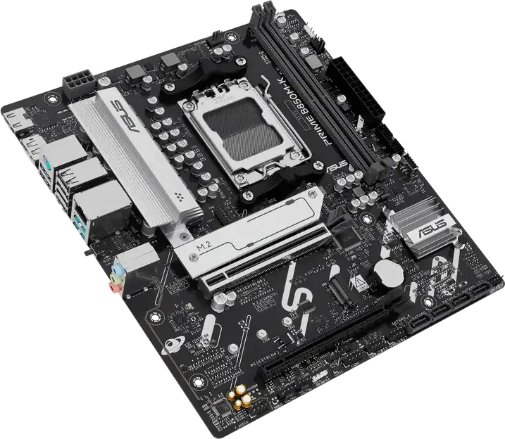 Материнская плата ASUS PRIME B850M-K AM5 AMD B850 micro-ATX, DDR5 128ГБ Dual Channel, PCIe 5.0 x16, M.2 PCIe 5.0, Realtek 2.5Gb Ethernet, Ryzen 9000/8000/7000