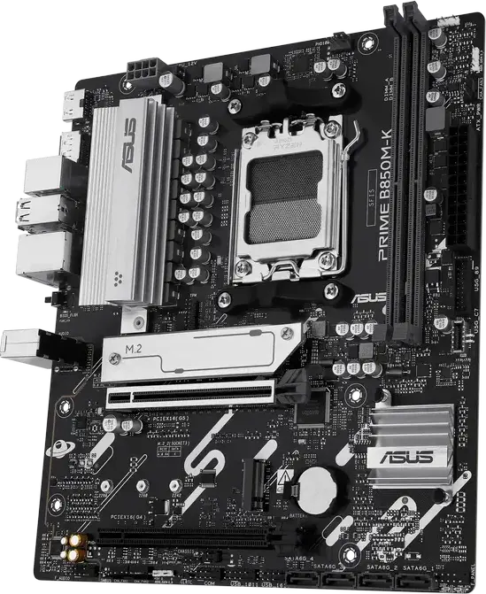Материнская плата ASUS PRIME B850M-K AM5 AMD B850 micro-ATX, DDR5 128ГБ Dual Channel, PCIe 5.0 x16, M.2 PCIe 5.0, Realtek 2.5Gb Ethernet, Ryzen 9000/8000/7000