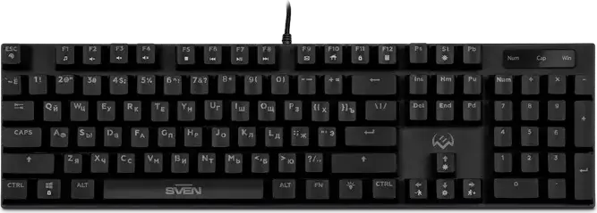 Игровая механическая клавиатура SVEN KB-G8900, красные линейные переключатели, RGB-подсветка, двойное литье колпачков, антигостинг, кабель USB в оплетке, черная