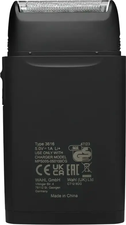 Электрическая сеточная бритва Wahl 3616-0470 Super Close, аккумулятор Li-ion, работа от сети и беспроводная, мотор 7500 об/мин, время работы 150 мин, с триммером