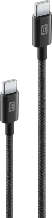 Cellularline Power Braided USB-C to USB-C Charging and Data Cable, Super Resistant Braided Material, 2.5m, Black
